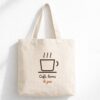 Ecobag Estampada Café, Livros e Paz – Algodão Cru 38×40 cm