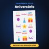 Folha Pronta DTF UV Aniversário – Artes de 5 cm