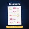 Folha Pronta DTF UV Casamento – Artes de 5 cm