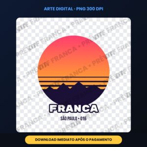 Arte Digital Franca SP Retrô – PNG Transparente 300 DPI